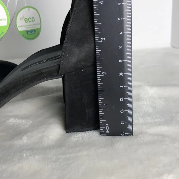 PAUL GREEN Black Velvet Suede Ankle Strap Block Heel Sandals US Size 8 Party