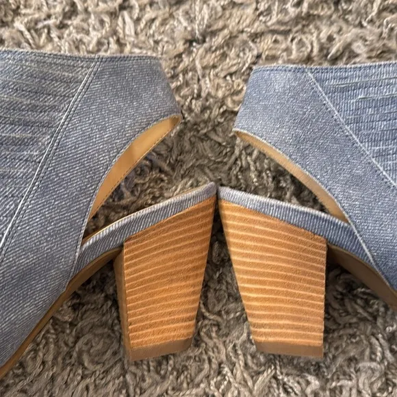 Paul Green Denim Jean Slignback Heel Shoes Peel Toe Pumps