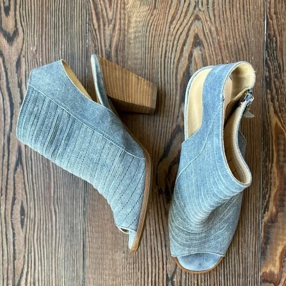 Paul Green Denim Jean Slignback Heel Shoes Peel Toe Pumps