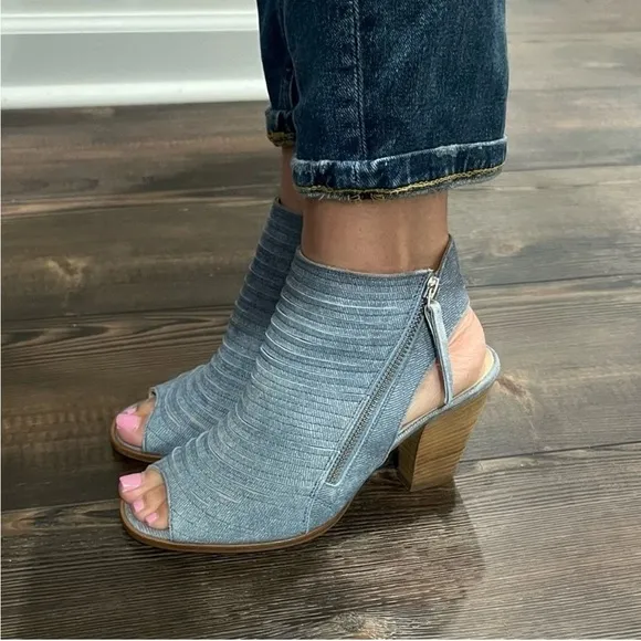 Paul Green Denim Jean Slignback Heel Shoes Peel Toe Pumps