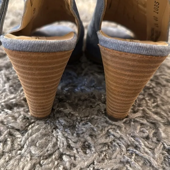 Paul Green Denim Jean Slignback Heel Shoes Peel Toe Pumps