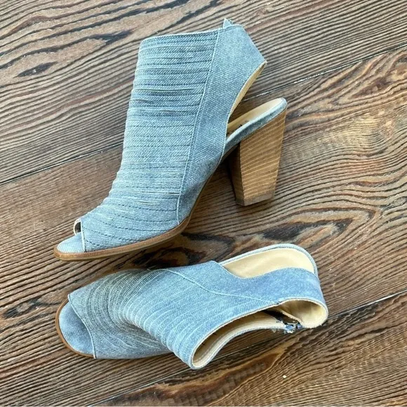 Paul Green Denim Jean Slignback Heel Shoes Peel Toe Pumps