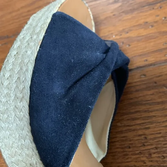 Paul Green Harper Black Suede Platform Sandals Women’s Jute Wrap Heels Size 7.5
