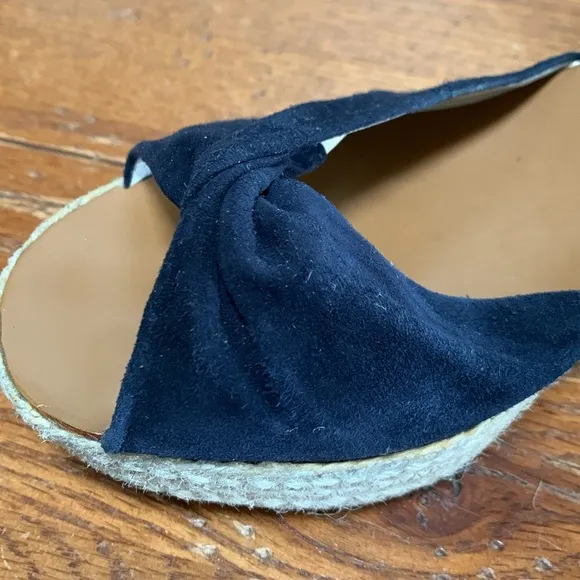 Paul Green Harper Black Suede Platform Sandals Women’s Jute Wrap Heels Size 7.5