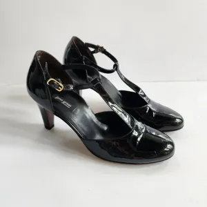 Paul Green Nia Black Patent Leather T-Strap Heels