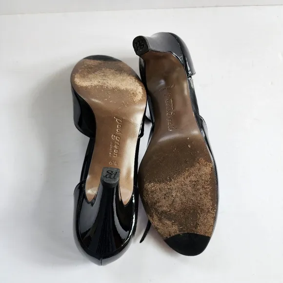 Paul Green Nia Black Patent Leather T-Strap Heels