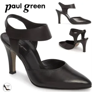 PAUL GREEN Nicolette Black Leather Pointy Toe Stiletto Heel Pumps Designer Shoes