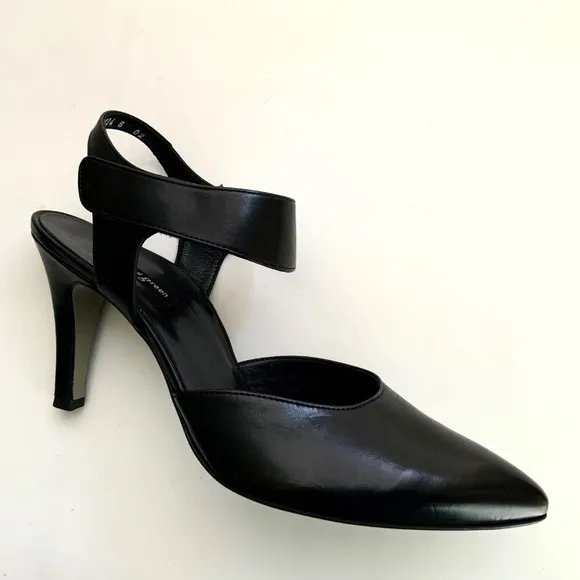PAUL GREEN Nicolette Black Leather Pointy Toe Stiletto Heel Pumps Designer Shoes