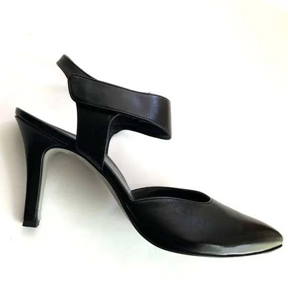 PAUL GREEN Nicolette Black Leather Pointy Toe Stiletto Heel Pumps Designer Shoes
