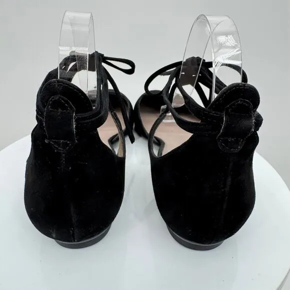 Paul Green shoes 9 ballet flats D'Orsay lace up flat suede leather pointed toe