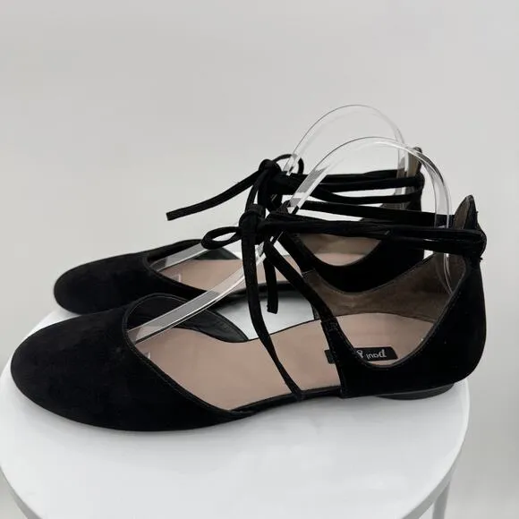Paul Green shoes 9 ballet flats D'Orsay lace up flat suede leather pointed toe
