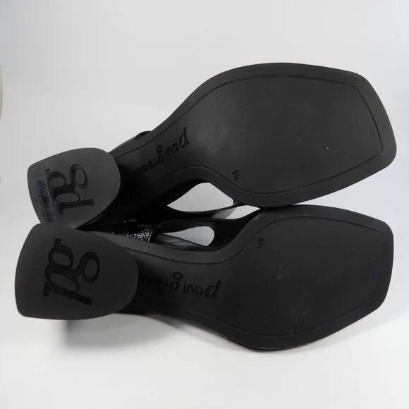 Paul Green Tanya Slingback Sandals US 8 Black Crinkled Patent Leather NEW $398