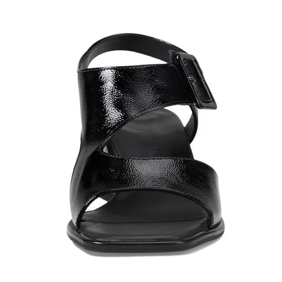 Paul Green Tanya Slingback Sandals US 8 Black Crinkled Patent Leather NEW $398