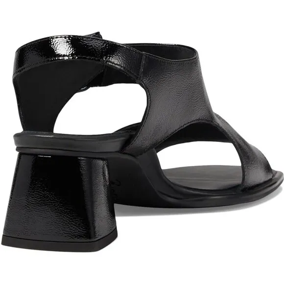 Paul Green Tanya Slingback Sandals US 8 Black Crinkled Patent Leather NEW $398