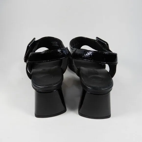 Paul Green Tanya Slingback Sandals US 8 Black Crinkled Patent Leather NEW $398