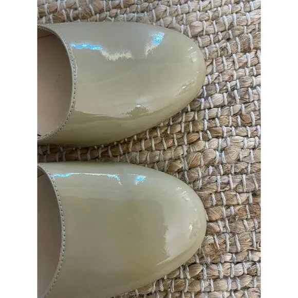 Paul Green UK 5.5 US 8 Molly Patent Leather Beige Block Heels Tie Ankle Pumps