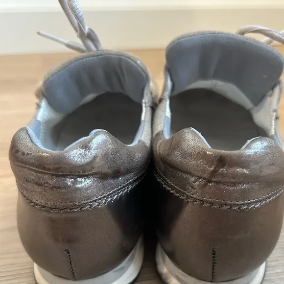 Paul Green Women’s UK 6 US 8.5 Brown Leather Lace Up Sparkle Sneakers Glitter