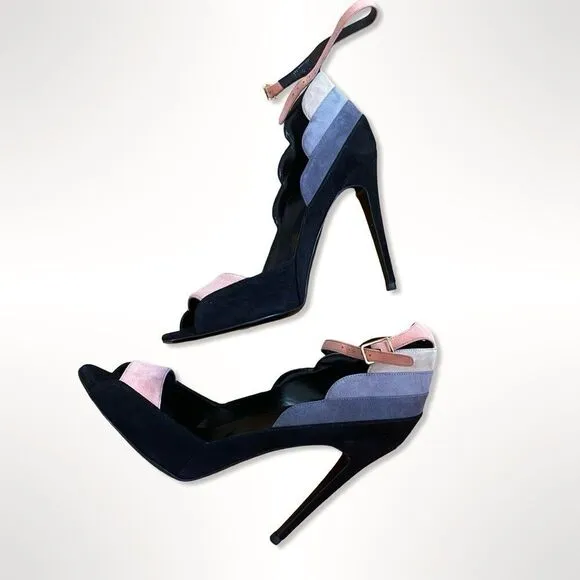 Pierre Hardy Sz 8.5 Roxy Art Deco Suede Stiletto High Heels Shoes NWOB 38.5