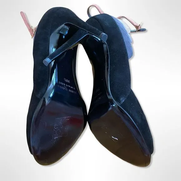 Pierre Hardy Sz 8.5 Roxy Art Deco Suede Stiletto High Heels Shoes NWOB 38.5