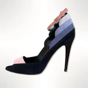 Pierre Hardy Sz 8.5 Roxy Art Deco Suede Stiletto High Heels Shoes NWOB 38.5
