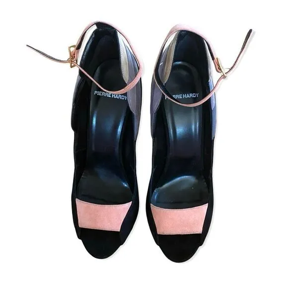 Pierre Hardy Sz 8.5 Roxy Art Deco Suede Stiletto High Heels Shoes NWOB 38.5