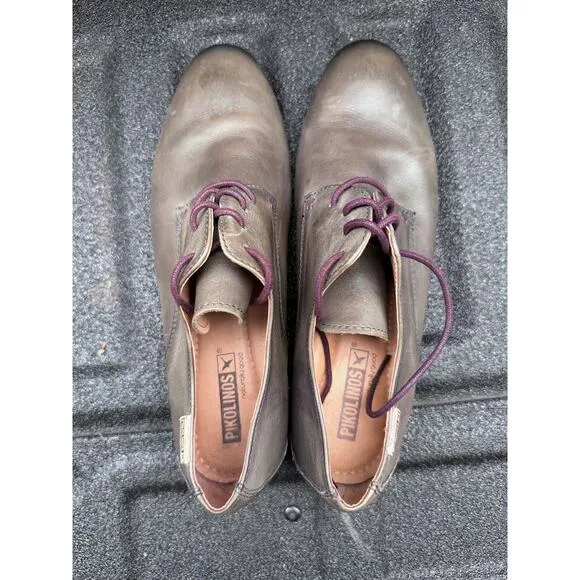 Pikolinos Bristol Oxford Dress Shoes Lace Up Calfskin Leather Taupe Mens Size 40