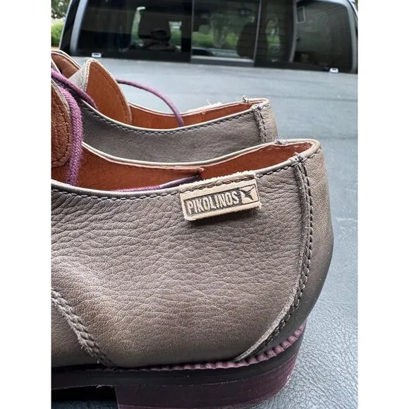 Pikolinos Bristol Oxford Dress Shoes Lace Up Calfskin Leather Taupe Mens Size 40