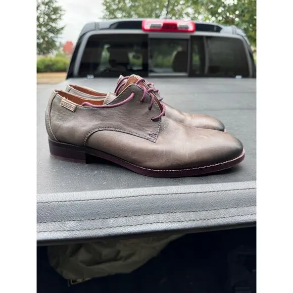 Pikolinos Bristol Oxford Dress Shoes Lace Up Calfskin Leather Taupe Mens Size 40
