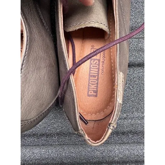 Pikolinos Bristol Oxford Dress Shoes Lace Up Calfskin Leather Taupe Mens Size 40
