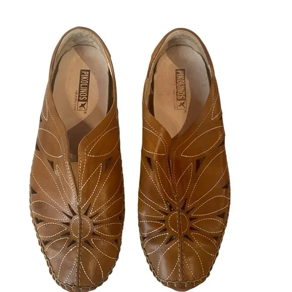 Pikolinos Jerez Shoes Loafer Flats Brown Leather Size 40