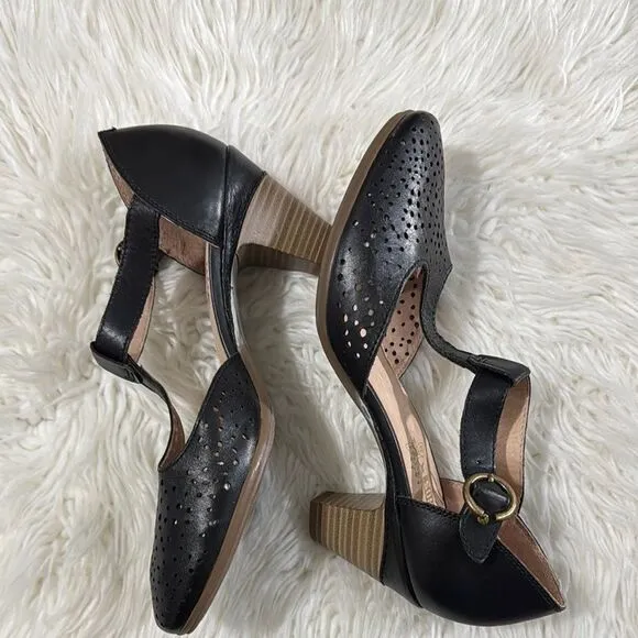 PIKOLINOS Leather Elegant Black T-Strap Women's Shoes Size 42