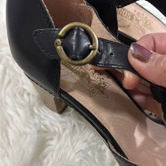PIKOLINOS Leather Elegant Black T-Strap Women's Shoes Size 42
