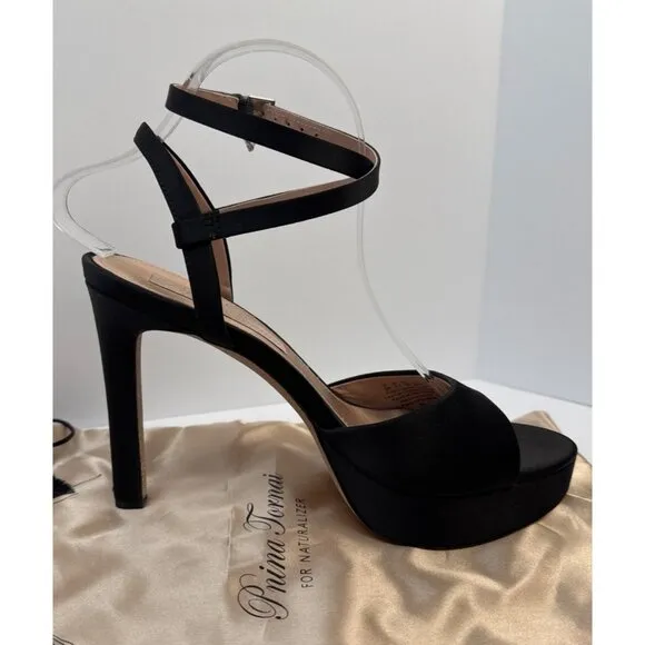 Pnina Tornai Naturalizer Ai Platform Dress Heels Black Satin Pink Glitter Size 9