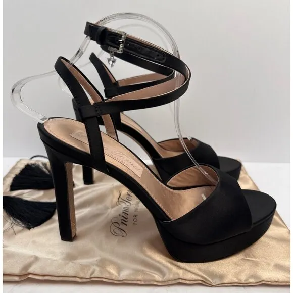 Pnina Tornai Naturalizer Ai Platform Dress Heels Black Satin Pink Glitter Size 9