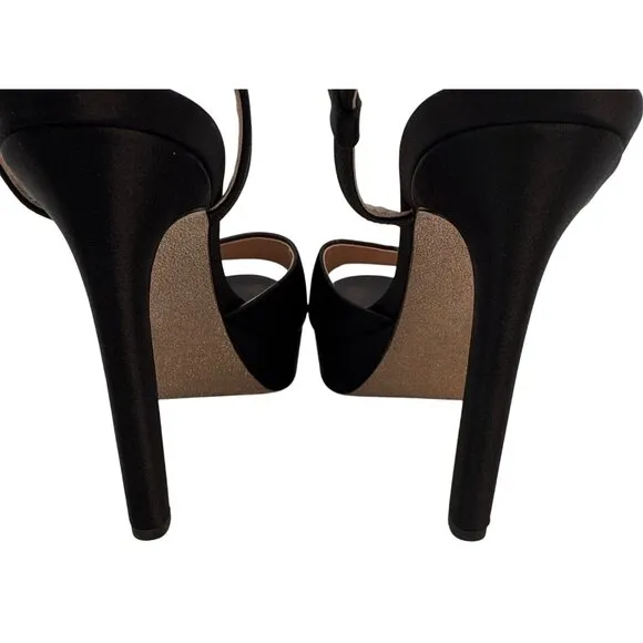 Pnina Tornai Naturalizer Ai Platform Dress Heels Black Satin Pink Glitter Size 9