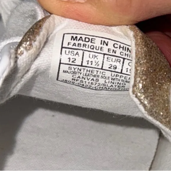 Polo Ralph Lauren, Girls size 12 Trainers Sneakers, Glittery Gold &amp; White, New