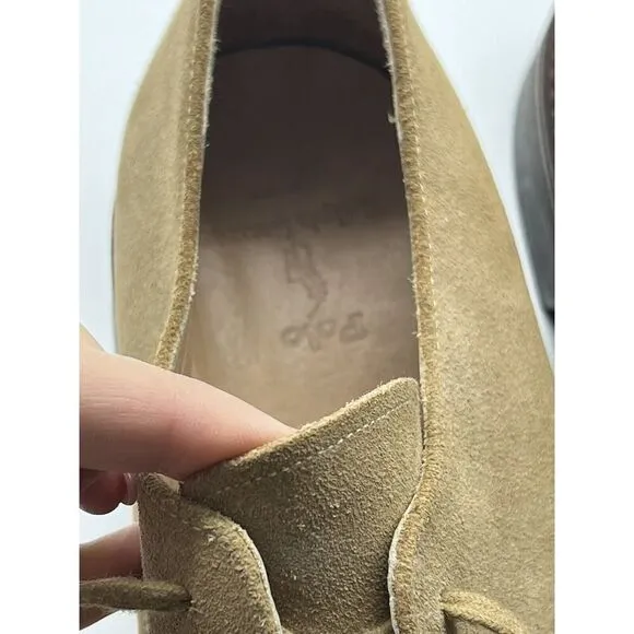 Polo Ralph Lauren Men's 13 Suede Oxford Dress Shoes Lace Up Leather Tan