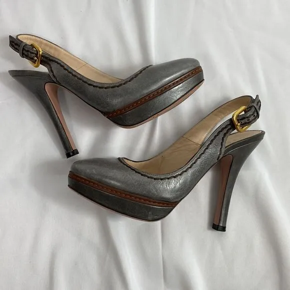 Prada Authentic Leather Slingback Heels Size 37