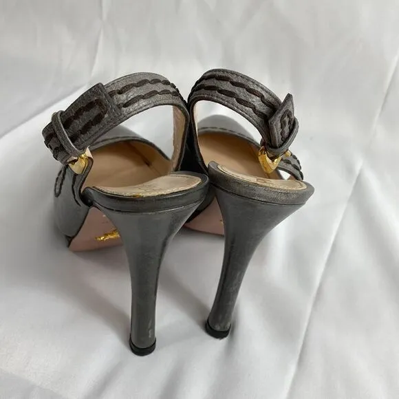 Prada Authentic Leather Slingback Heels Size 37