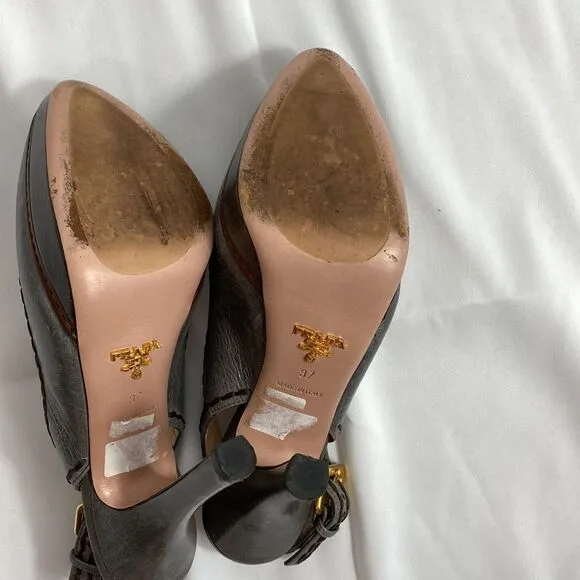 Prada Authentic Leather Slingback Heels Size 37