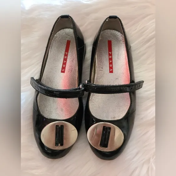 Prada black and silver maryjane shoes
