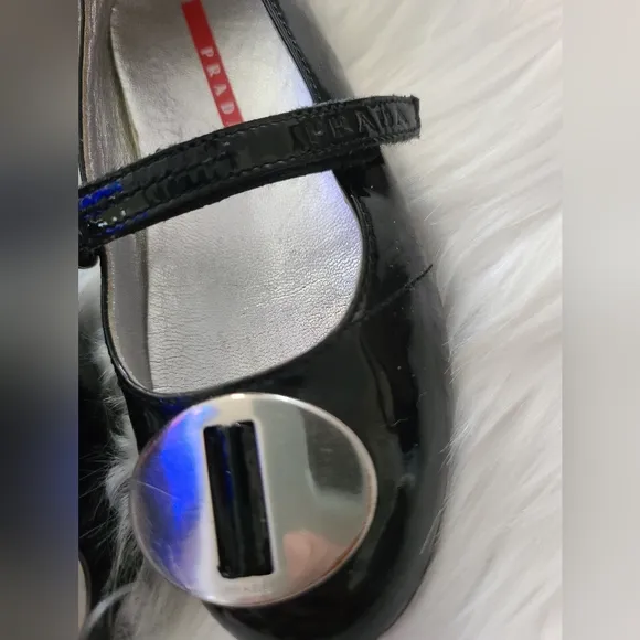 Prada black and silver maryjane shoes