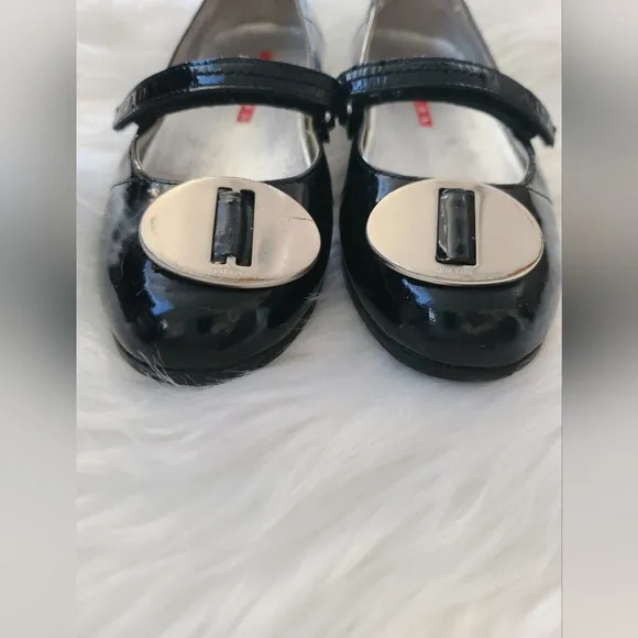 Prada black and silver maryjane shoes