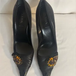 Prada Black Embellished Women's Heels