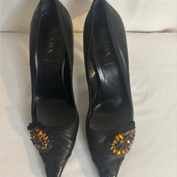 Prada Black Embellished Women's Heels