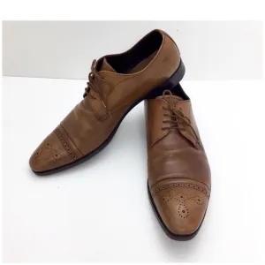 Prada Cap-Toe Oxford Leather Dress Shoes Tan Brown