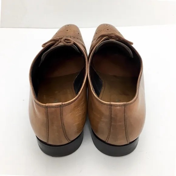 Prada Cap-Toe Oxford Leather Dress Shoes Tan Brown