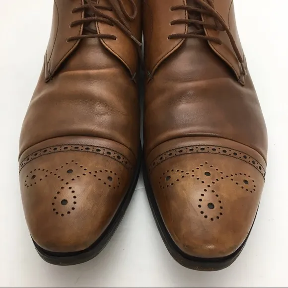 Prada Cap-Toe Oxford Leather Dress Shoes Tan Brown