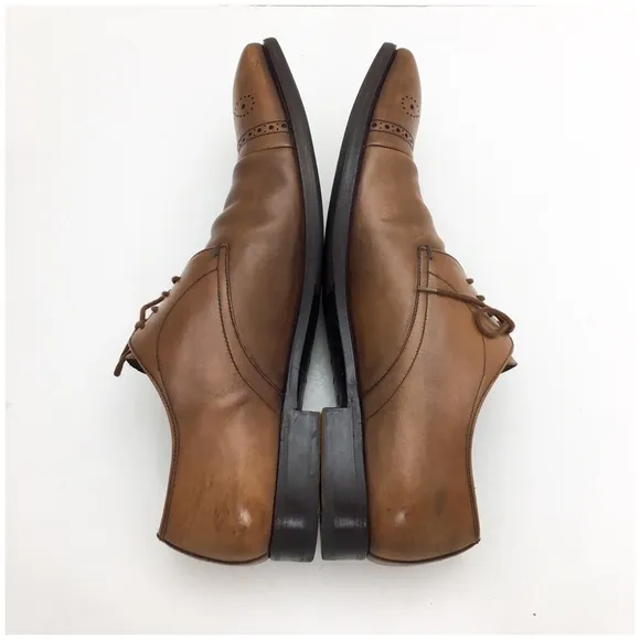Prada Cap-Toe Oxford Leather Dress Shoes Tan Brown