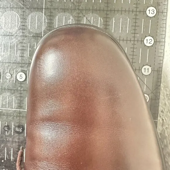 Prada Men Size 9.5 4E Brown Leather Plain Toe Lace Up Derby Dress Shoes